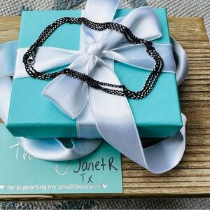 RARE Tiffany & Co. Black Enamel Sparkle Chain in Silver, 30 inches, 1.7mm